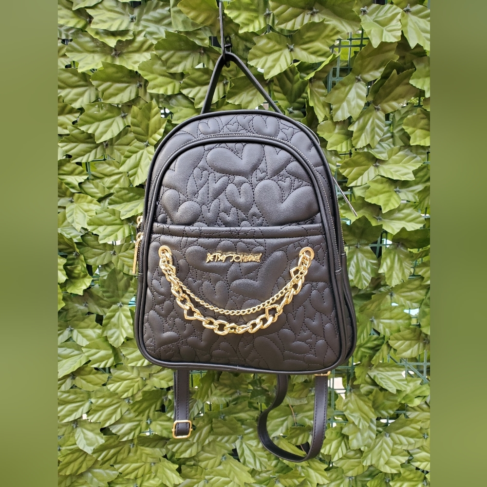 Betsy Johnson soft faux leather quilted medium backpack/purse NWT